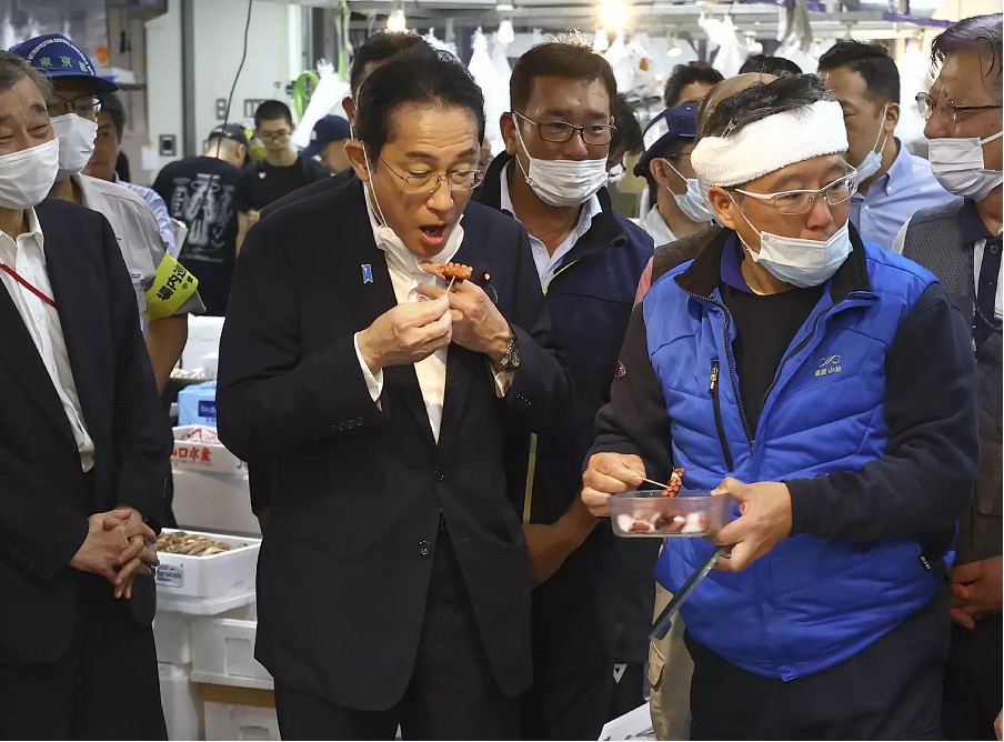 Japans PM Visits Toyosu Fish Market to Assess Impact of Chinas Seafood Ban Over Fukushima Wastewater Release Japans PM Visits Toyosu Fish Market to Assess Impact of Chinas Seafood Ban Over Fukushima Wastewater Release