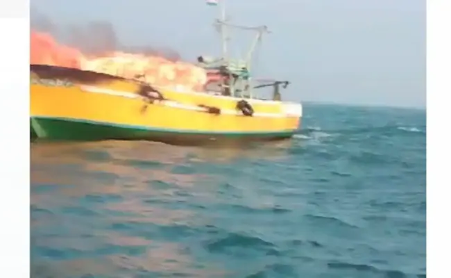 Coast Guard Heroics Save 11 Fishermen as Boat Engulfed in Flames Near Kakinada Coast Guard Heroics Save 11 Fishermen as Boat Engulfed in Flames Near Kakinada