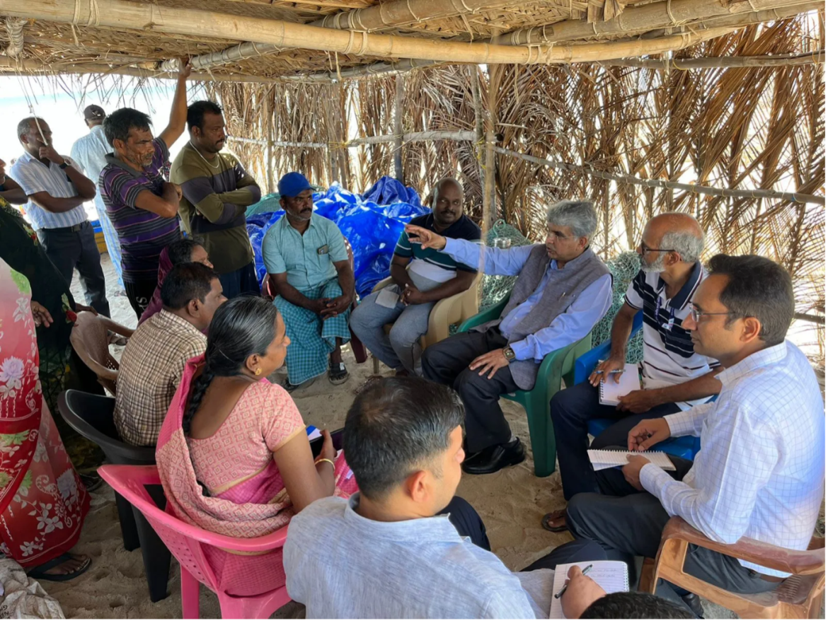 Government Officials and Scientists Visit Seaweed Cultivation Site in Mandapam Government Officials and Scientists Visit Seaweed Cultivation Site in Mandapam