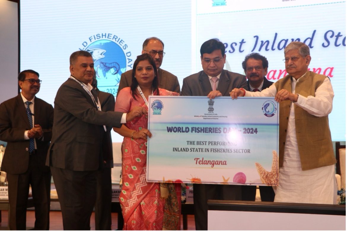 TELANGANA WINS BEST INLAND FISHERIES STATE AWARD ON WORLD FISHERIES DAY TELANGANA WINS BEST INLAND FISHERIES STATE AWARD ON WORLD FISHERIES DAY